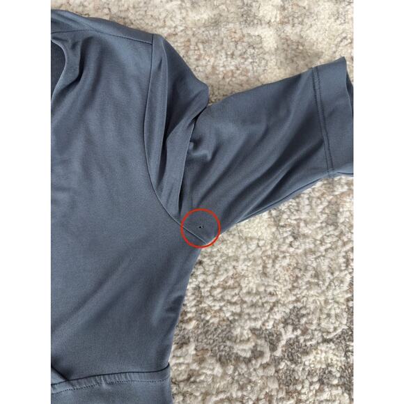 Banana Republic Sz XS Stretch Pleated V Neck Mini Shirt Dress Gray Short Sleeve - Picture 6 of 11